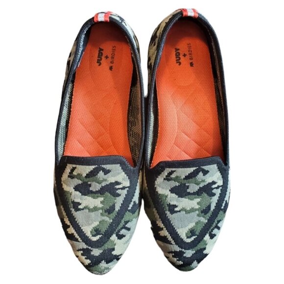 Birdies + Judy: The Blackbird Khaki Camo Flats Size 7.5 - Picture 1 of 12